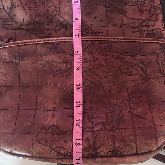 Patricia Nash Brown Leather Backpack with Map Print - Picture 11 of 12
